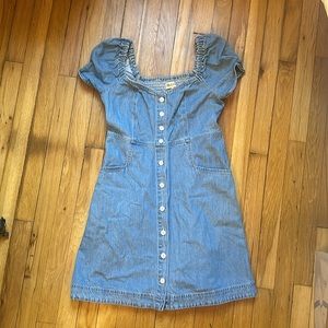 Madewell Denim Puff Sleeve Mini Dress Button Down